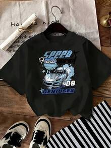 Camiseta única estilo y2k con diseño gráfico de coche de carreras Speed Forward 08 ideal para amantes de la velocidad y el automovilismo moda juvenil que destaca tu personalidad y estilo fresco recomendada para ocasiones casuales y salidas con amigos - Negro - Ver 1