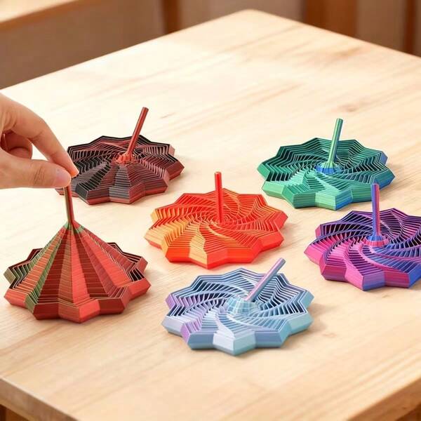 1 pieza Juguete giratorio de degradado multicolor, juguete poligonal en forma de estrella impreso en 3D, estructura plegable en 3D, juguete de alivio visual y auditivo, extensión sensorial del girador de dedos, decoración de escritorio, adecuado para oficina y hogar, regalo de Navidad/cumpleaños único e interesante para adultos