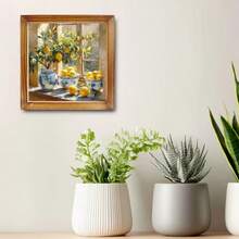 1件/2件复古木质柠檬静物艺术标签带框，适用于家居、厨房、车库、办公室装饰，理想的节日礼物，8x8英寸厨房装饰 - 多色-鋸齒掛鉤 - 查看 6