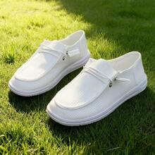 2026 New European-Style Flat Low-Top Women's Loafers | Slip-On Shoes, Microfiber Upper, Rubber Sole, Slip-On Closure, Solid Color, All-Season Wear, Women's Shoes - 白色 - 查看 3