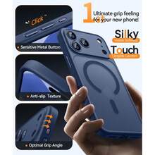 Magnetic For IPhone 17 Pro Max Case(6.9"), Upgraded [Full Camera Protection] [Compatible With Magsafe] [Translucent Matte] Shockproof Protective Phone Case, Orange - Deep Blue - View 5