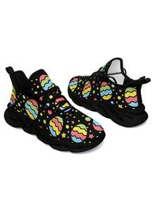 Oster-Eier Blumen Damen Sneaker, leicht, atmungsaktiv und bequem, Niedrig-Top Schnürschuhe, ÜBERGRÖSSENMODE Unisex Outdoor Schuhe - Verschiedenfarbig - Übersicht 9