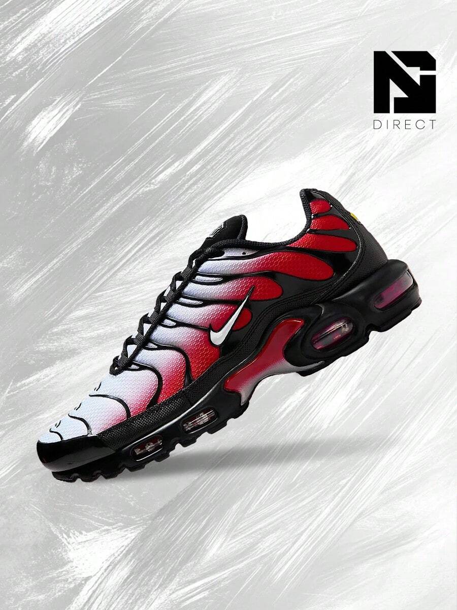 Nike Air Max Plus Pure Platinum University Red Black White– Men's Lifestyle Sneakers – Shoes For Man-Vintage-Spring & Summer-Inspired Running Shoes, Shock-Absorbing Comfort, Gym To Streetwear Casual Wear-Mother's Day Gifts-Father's Day Gift–DM0032 017 - Pure Platinum/University Red/Black/White - 查看 1