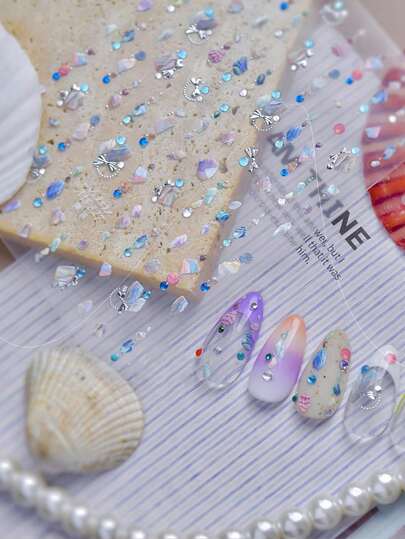 1 Piece Of 5D Jelly Asymmetric Damaged Shell Nail Charm Nail Sticker, High-Quality Summer Fresh Style Design Sticker, Artistic Decoration DIY Nail Accessory Nail Supplies