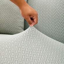 1PC Stretch Sofa Cover With Pleated Skirt High Elasticity High Quality One Piece Design Sofa Cover Solid Color Dust Proof And Non Slip Sofa Cover Suitable For Bedroom Office Living Room And Home Decoration Valentine's Day Gifts Valentine's Day Decorations - 淺灰色 - 查看 8