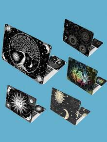 Adesivo de Caderno com Padrão Misterioso de Sol, Lua e Signos do Zodíaco, Resistente a Arranhões, À Prova d'Água, Skin Personalizada de Caderno Adequada para Laptops de 15" e 15.6" - 15 polegadas (38x27cm) - Visão 2
