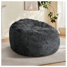 Bean Bag Chairs For Adults Large Beanbag Chair With Plush Faux Fur Cover Big Bean Bag Chair For Living Room Bedroom Dorm Office - Black - View 1
