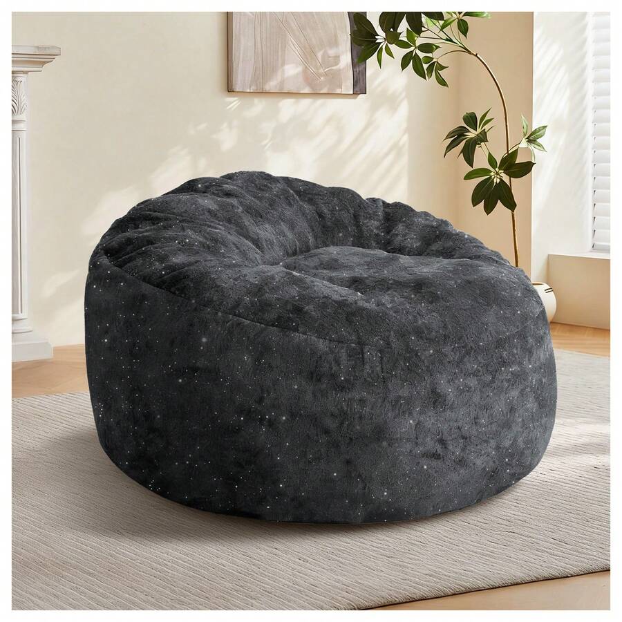 Bean Bag Chairs For Adults Large Beanbag Chair With Plush Faux Fur Cover Big Bean Bag Chair For Living Room Bedroom Dorm Office - Black - View 1