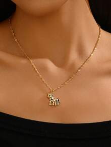 1件女士铜质小马项链，完美的情人节珠宝礼物，适合日常派对佩戴 - 款式 1 - 查看 1