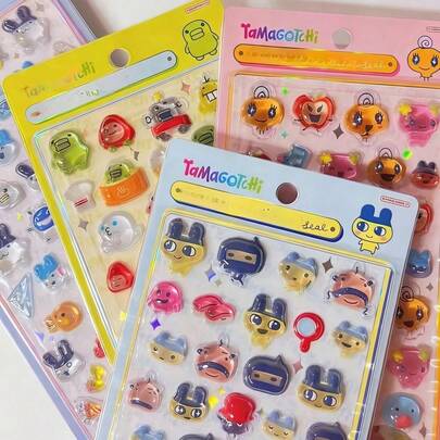 SHARLOVY 1张儿童动漫卡通3D贴纸，可爱贴纸，DIY手工3D贴纸，适用于DIY手机壳、DIY贴纸笔记本、DIY手工、笔记本电脑、礼品包装、派对装饰，完美的节日礼物，送给粉丝和朋友的礼物，返校礼物（款式随机）