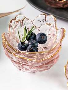 Sakura Glass Dipping Bowl Set - Ideal For Appetizers, Desserts, Fruits And Sauces - Elegant Gold Rimmed, Perfect For Home Kitchen, Restaurant And School - Clear - View 19
