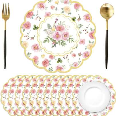 12/24 piezas, 33cm Manteles desechables, Patrón en J color rojo óxido, Adecuado para el Día de San Valentín, Acción de Gracias, Fiesta de cumpleaños, Boda, Despedida de soltera, Cena, Mesa de comedor, Picnic, Café y talla grande ocasiones