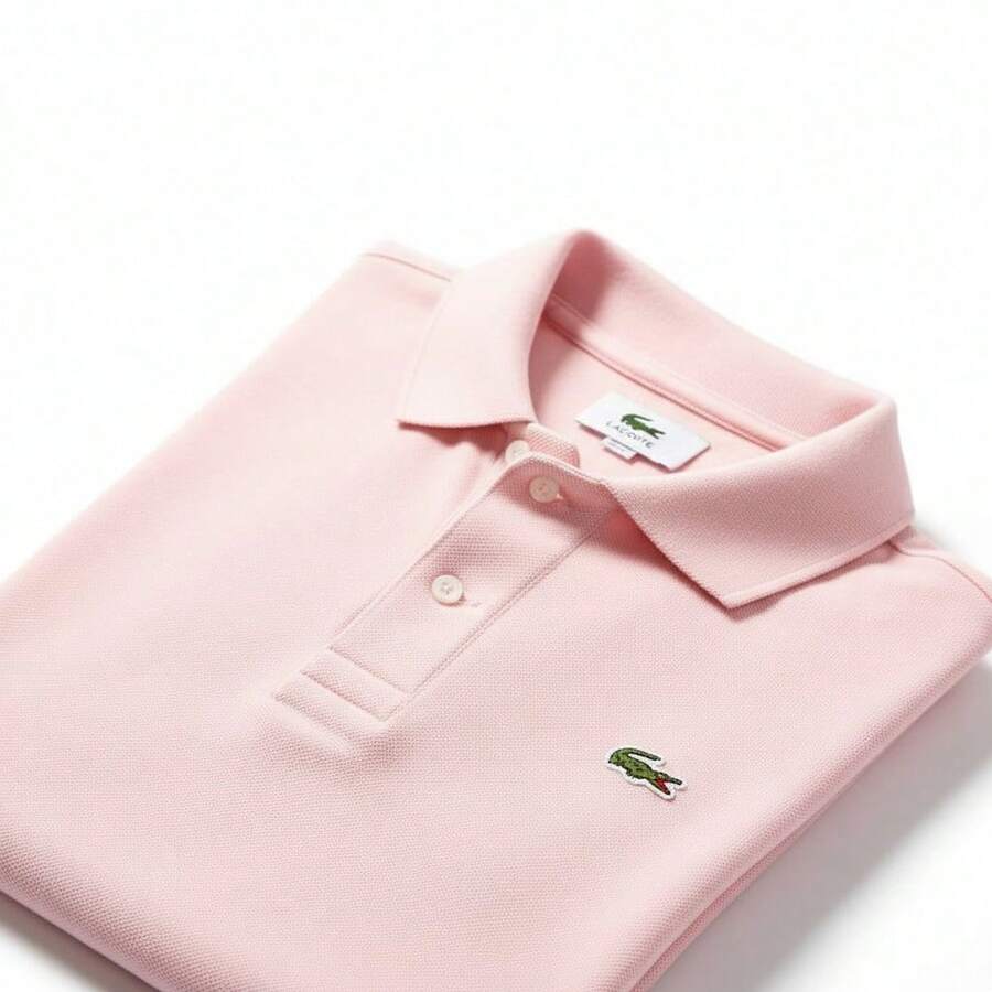 Men's Polo Shirt, Premium Slim Fit Cotton Piqué, Comfortable Casual Spring/Summer - Cocodrilo rosa bebé - Ver 1