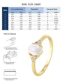 女士镀金锆石戒指，纤细光滑戒圈 + 微镶锆石，简约优雅风格，适合日常通勤/百搭，是送给时尚爱好者的绝佳生日礼物 - 金色 - 查看 4