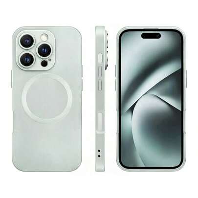 Hadaasi 1pc Silver Magnetic Protective Case, Luxury Metal Paint Matte Soft TPU Material Anti-Fall Anti-Scratch Protective Cover Compatible With Wireless Charging Compatible With Apple 17 Pro/17 Pro Max/Air/17/16 Pro/16 Pro Max/16 Plus/16/16E/SE4/15 Pro/15 Pro Max/15 Plus/15/14 Pro/14 Pro Max/14 Plus/14/13 Pro/13 Pro Max/13/12 Pro/12 Pro Max/12/11 Pro Max/11/11 Pro