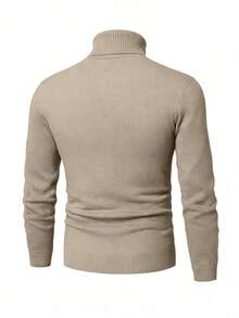 1pc Men's Casual Sports Comfortable Thermal Lined Turtleneck Sweater, Slim Fit, Suitable For Home And Outdoor Activities, Can Be Gifted To Couples, 100% Polyester Material, Available In Multiple Colors - Coffee Brown - View 4