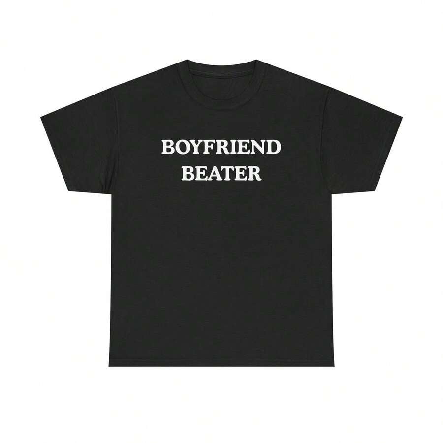 BOYFRIEND BEATER Unisex Heavy Cotton Tee- Funny Shirt - Boyfriend Hate - Gift For Women - 黑色 - 查看 1
