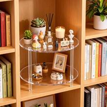 Transparent Acrylic Coffee Table, A Small Round Modern Coffee Table Suitable For Living Rooms, Bedrooms, Bathrooms, Gardens, And Offices - Transparent - View 2