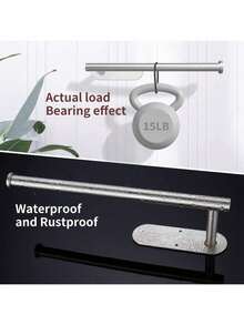 1pc Self-Adhesive Wall-Mounted Paper Towel Holder - Metal Towel Rack Suitable For Kitchen, Bathroom And RV. Fits Toilet Paper Rolls And Plastic Wrap. Durable Material, Minimalist Style. Simple Kitchen/Bathroom Storage Rack. - A - View 5