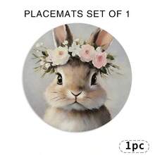 一套兔子图案圆形餐垫，适合春、夏、秋、冬四季使用。 - 彩色 - 查看 14