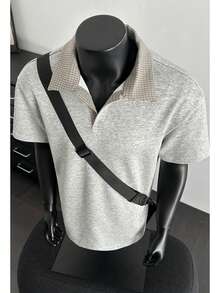 Men's V-Neck Casual Short Sleeve T-Shirt, Grey - Grey - View 3