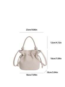New Fashionable Bucket Bag, Crossbody Cloud Bag, Drawstring Women's Shoulder Bag, Pleated Letter Spring Women's Bag - Beige - View 2