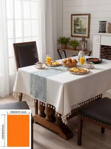 1pc Vintage American Country Style Green Floral Jacquard Tablecloth With Tassels, Rectangular Decorative Cover For Dining Table, Coffee Table, TV Stand, Entryway, Suitable For Holidays, Parties, Weddings, Banquets, Home Decor, All Seasons - Multicolor - View 14