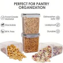 KITCHEN Airtight Food Storage Containers For Pantry With White Lids – 4 Packs - Clear Air Tight Kitchen Containers Pantry Organization And Storage - Plastic - Keeps Food Fresh & Dry - Clear - View 6