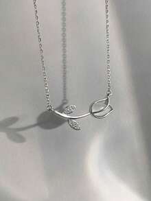 1件S925纯银可爱甜美郁金香吊坠项链，送给女儿、女孩生日、圣诞节的完美礼物 - 鬱金香 - 查看 6