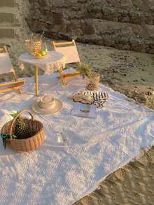 1 pezzo - Telo da picnic bianco multiuso, adatto per bancarelle, mercati notturni, tovaglie da spiaggia, sfondi fotografici per campeggio, tappetini per compleanni, ideale per erba, spiaggia e campeggio all'aperto; ottimo anche come copritavolo per mobili o copridivano in casa. - C - Visualizzare 1