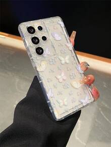 1pc Butterfly Pattern Cushion Transparent Anti-Fall Phone Protective Case, TPU Material, Suitable As Holiday Gift For Both Men And Women, Compatible With Samsung Phones - Multicolor - View 1