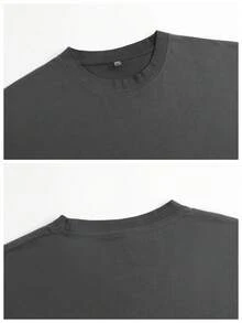 Dirty Wash T-Shirt Men Women Unisex Distressed Vintage "Sun" Rock Band Grunge Oversized Short Sleeve Top - 髒髒洗黑色 - 查看 3