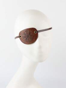 Medieval Embossed Pirate Eye Patch, Vintage Faux Leather Eye Mask Viking Accessories, Renaissance Eye Cover Cosplay - Brown - View 4