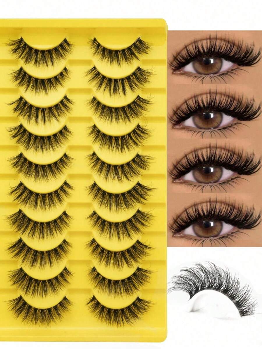 'hot Style' 10 Pairs Natural Looking Fluffy D-Curl 3D Thick & Long False Lashes Strip Lashes,Lashes,Eyelashes,Fake Lashes - Natural Lashes - View 1