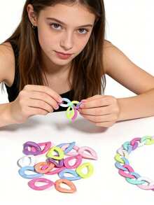 100/1000 piezas Cadena de acrílico de colores mixtos Anillo abierto de plástico Llavero Accesorios de joyería DIY Cadena abierta arcoíris - Multicolor - Ver 3