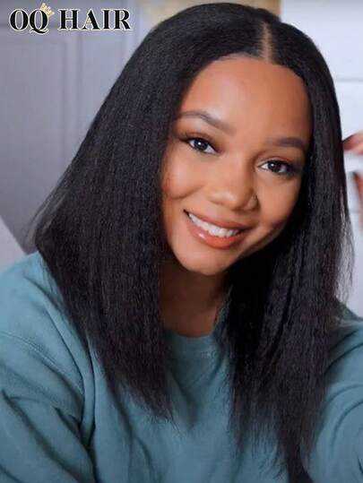 OQ 200% 密度，8-16 英寸沙龙级蓬松直发波波头假发，无需胶水，预剪裁，7x5 高清蕾丝前假发，自然色，预拔毛发际线，适合初学者，无需胶水。采用 100% 未经加工的真人处女发制成，透气帽，高密度，高品质，轻盈舒适，适合日常佩戴。