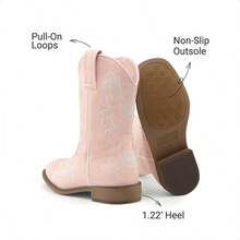 Girls Cowboy Boots Floral Embroidered Classic Western Cowgirl Boots Square Toe Mid Calf Side Zipper Horsing Party Toddler/Little/Big Kids - Hồng - Xem 7