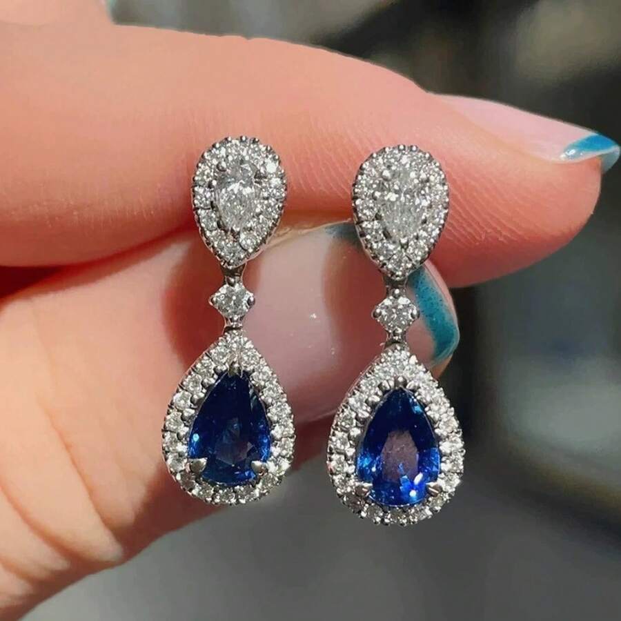 1Pair Exaggerated Personality Earrings Micro Inlaid Stud Earrings Women Versatile Personality Earrings - T-11 - 查看 1