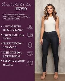 Calça Feminina Jeans Gaven Skinny Cintura Alta Empina Bumbum Básica Tecido Premium Lisa com Lycra Confortável - Azul Marinho - Visão 7