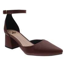 Women's Medium Block Heel Stiletto Sandal With Buckle Back And Pointed Toe, Comfortable For Work - Óxido marrón - Ver 6