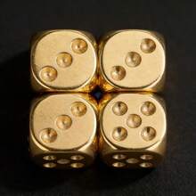 4颗精美纯铜麻将骰子 | 精心打造，适用于桌游、酒吧和KTV - 黄色，桌面游戏，酒吧老板和游戏爱好者 - 金色 - 查看 11