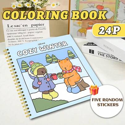 GDTME A Cute Animal Friends Coloring Book, Suitable For Adults, Comfortable And Fun, With Simple And Bold Doodle Designs, Can Be Used For Anxiety-Relief Coloring, Pearlescent Paper Craft Cover, 7.9x7.9 Inches, Birthday And Valentine's Gifts, Back-To-School Stationery, Personalized Gifts, Funny Gifts, Comes With 5 Stickers.