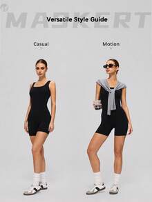 MASKERT Women's Sexy Backless Jumpsuit, Stretchy Sleeveless, Soft & Skin-Friendly Yoga Fitness Jumpsuit - Black - View 2