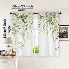 Bộ 2 rèm cửa in kỹ thuật số họa tiết lá mùa xuân Bắc Âu, nền trắng, cản sáng, thích hợp cho phòng ngủ, phòng khách, văn phòng, thiết kế có khe luồn thanh treo, chống phai màu, phong cách nghệ thuật. - Nhiều màu - Xem 18