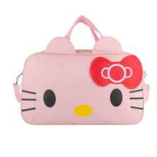 SANRIO 1个3D可爱猫脸印花手提包，粉色、黑色、红色和绿色可选。可拆卸可调节肩带，可手提或肩背。大容量，采用优质涤纶面料，拉链封口。时尚可爱的少女风背包，适合旅行、上学、上班和日常使用。旅行包、行李包、手提袋、健身包、登机包、周末旅行包，轻便耐用，是户外度假和夏季旅行的必备单品。 - 彩色 - 查看 11