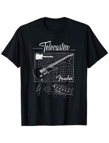 Funny T-Shirt Graphic T-Shirt The Original Telecaster Guitar Schematic Poster T-Shirt Soft Fabric Breathabl - màu đen - Xem 1