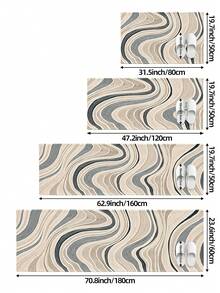 DAJIANG 1 pièce Tapis de course/tapis de cuisine/paillasson de style minimaliste haut de gamme, tapis de sol de cuisine/tapis de course en bois moderne de luxe à motif vague, convient pour la salle de bain et la cuisine - B - Voir 2