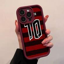 Camiseta del Flamengo con Arrascaeta y el número diez. Esta elegante funda es compatible con Samsung, Apple, OPPO, , etc. Fabricada en TPU flexible, resistente a golpes y arañazos, ofrece una excelente protección contra caídas y un agarre cómodo. Es un regalo ideal para familiares, amigos y seres queridos, y una opción perfecta para festivales. - Burdeos - Ver 3