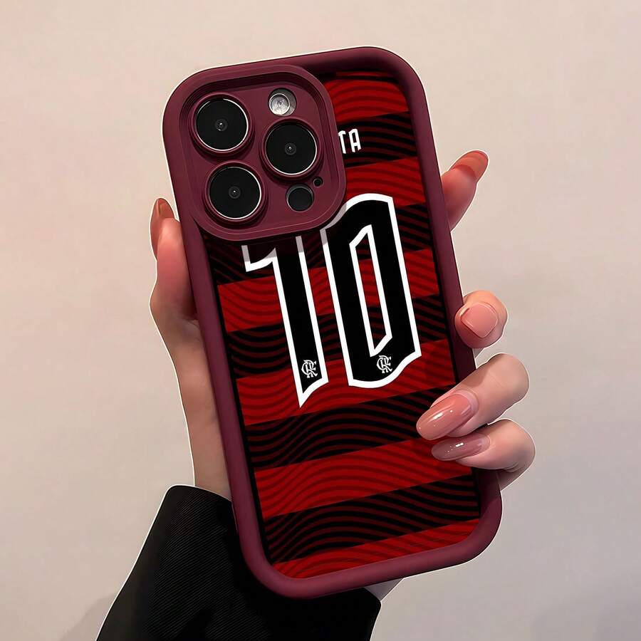 Camiseta del Flamengo con Arrascaeta y el número diez. Esta elegante funda es compatible con Samsung, Apple, OPPO, , etc. Fabricada en TPU flexible, resistente a golpes y arañazos, ofrece una excelente protección contra caídas y un agarre cómodo. Es un regalo ideal para familiares, amigos y seres queridos, y una opción perfecta para festivales. - Burdeos - Ver 1