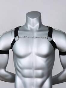 Men's Body Chest Harness Nylon Chest Harness Elastic Shoulder Men X-Shape Bodysuit,Clubwear - A - View 4